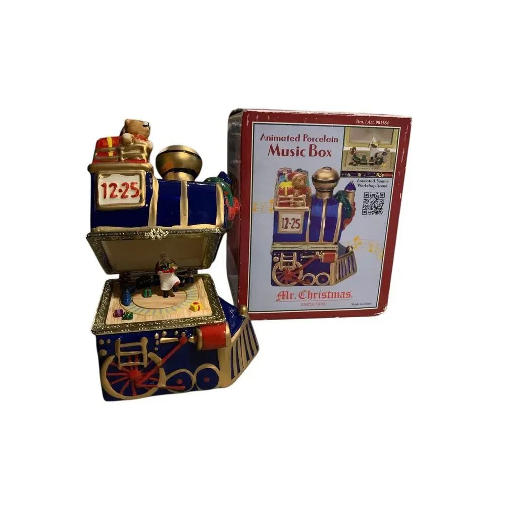 Mr. Christmas Porcelain Train‎ Music Box Animated Christmas Plays DECK THE HALLS